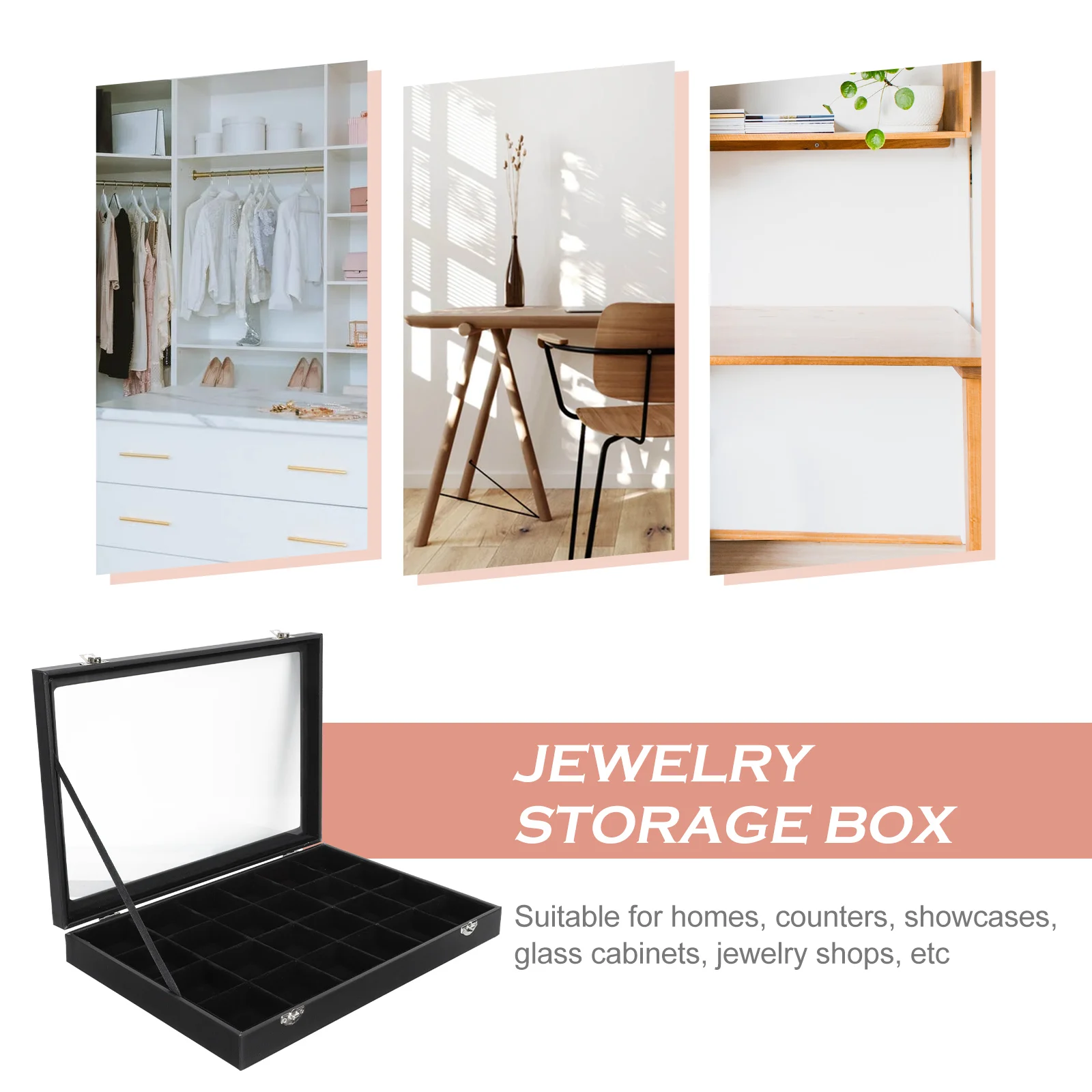 

Home Jewelry Display Box Transparent Multi-Grid Organizer For Necklaces Earrings Bracelets Pendants Brooches Hairpins Household