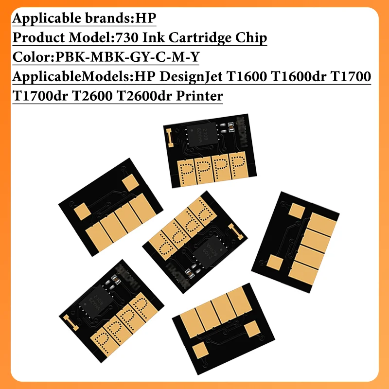 300ML 730 Ink Cartridge Chip For HP 730 PBK MBK C M Y For HP DesignJet T1600 T1600dr T1700 T1700dr T2600 T2600dr Printer