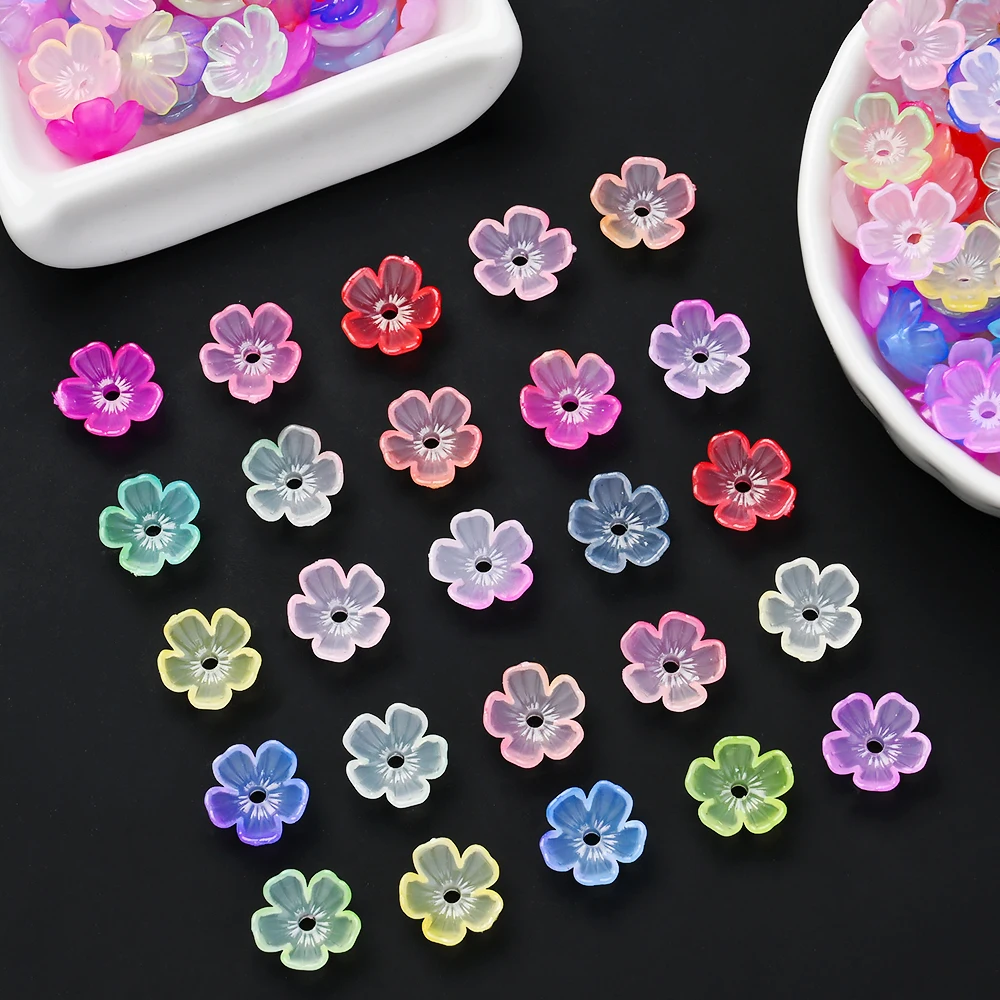 600 Stück Transparente Bunte Acryl-Blumenperlen Blumen-Abstandhalterperlen für DIY Schmuckherstellung Perlenarmband Halskette Zubehör – Detail 10