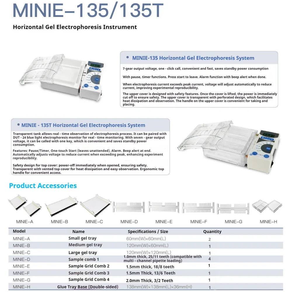 IKEME Portable Horizontal Gel Electrophoresis System for DNA RNA Nucleic Acid Separation laboratory Agarose Gel Electrophoresis