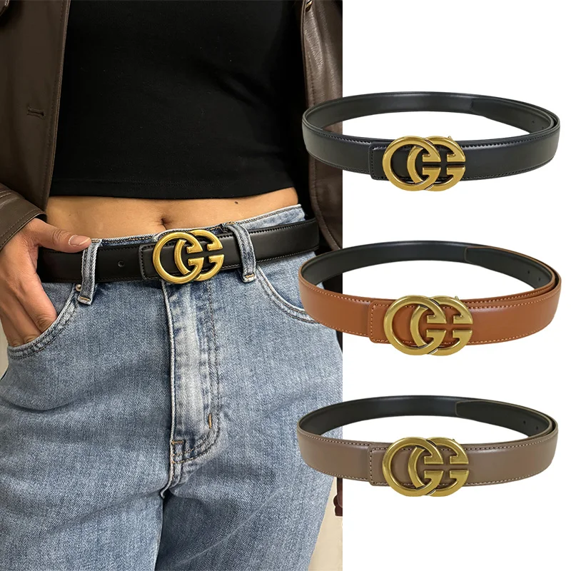 Fashion GG Cowhide Real leather belt For Women Luxury Desiner Unisex Men's Belt Elegant Girdle Belt Female Jeans Waistband