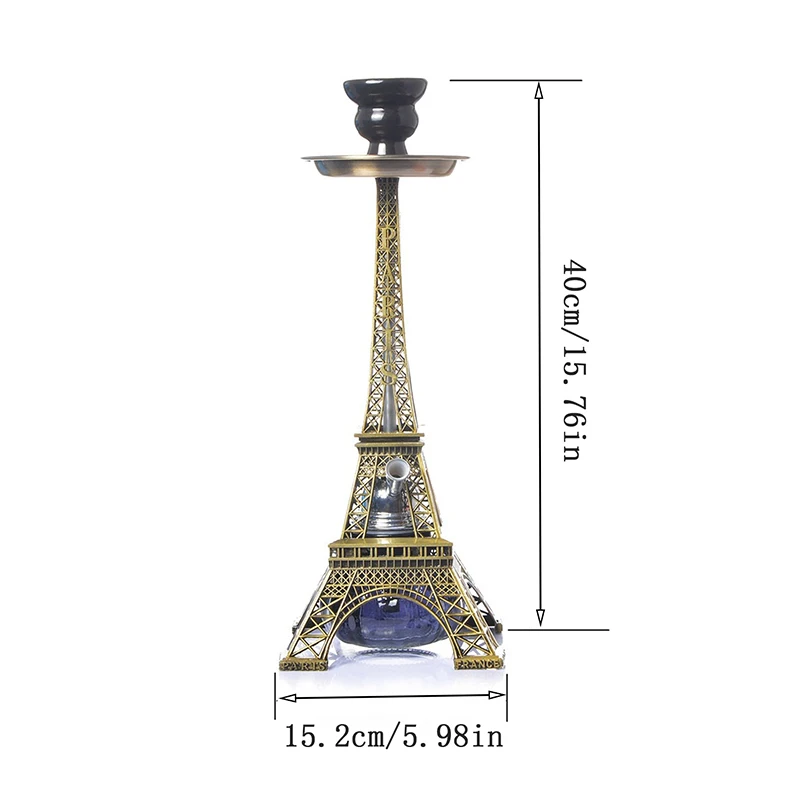 Eiffel Tower Arabian Shisha, Double Pipe Hookah Ceramic Bowl Accessories Birthday Gift Home Decoration