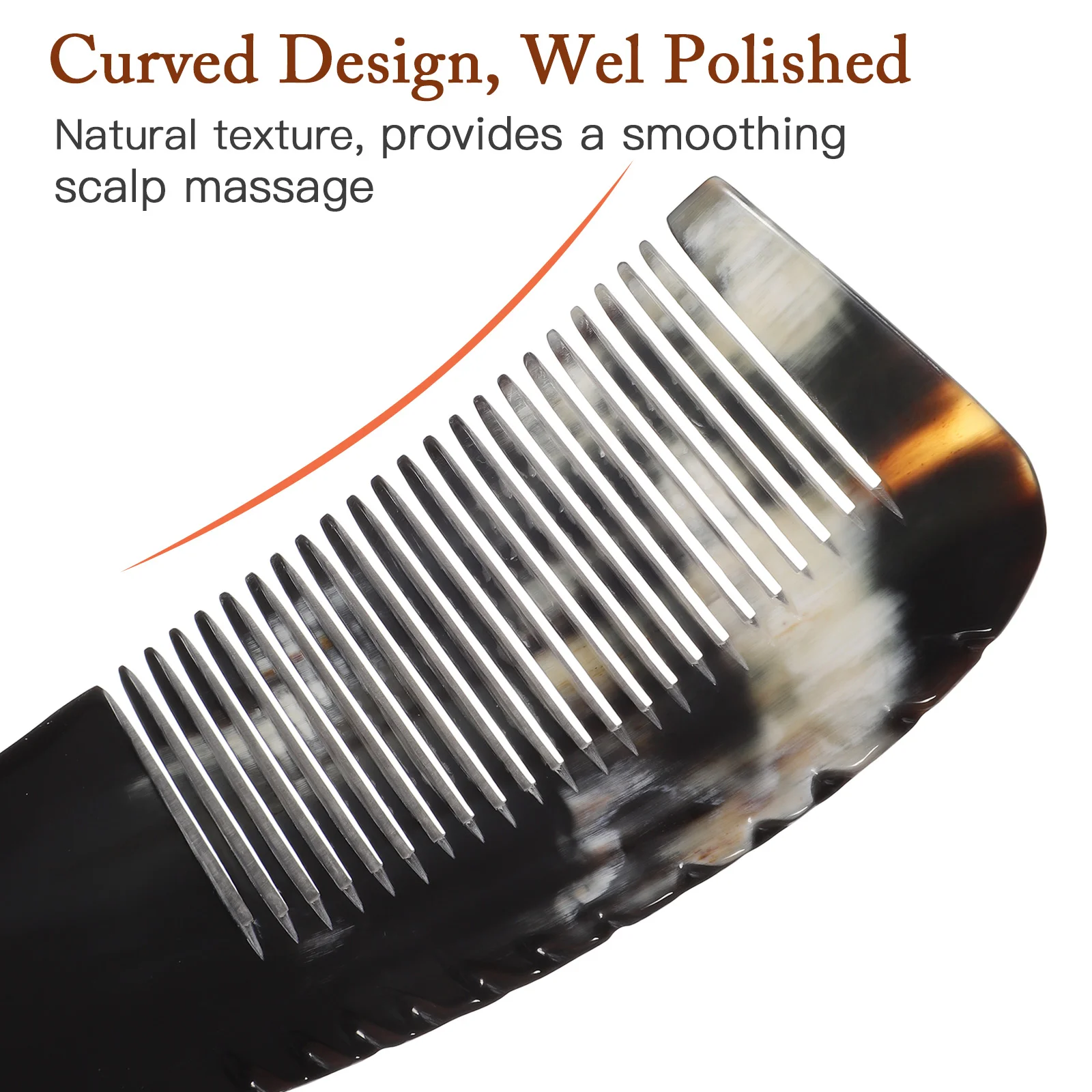 Horn Comb Scalp Massage Fine for Curly Hair Tooth Detangler Combs Thick Detangling Ox Styling Tool Mens Brush