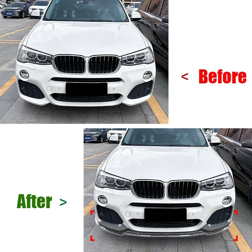 for 2014-2017 BMW X3 F25 X4 F26 LCI M Sport Front Bumper Lip Body Kit Spoiler Splitter Diffuser Guard Gloss Black ABS