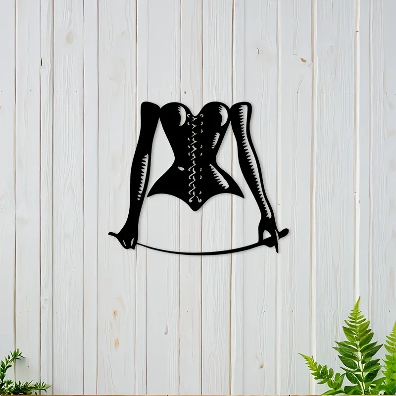 CIFBUY Corset Whip Silhouette Iron Wall Art, Metal Plaque Sign, Pre-Drilled Hanging Decor for Bedroom, Living Room, Bar Indoor