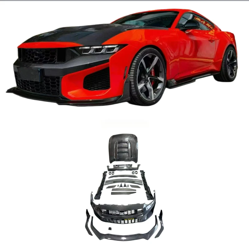 Dry Carbon Fiber Modified Aero Body Kit Front Bumper Engine Hood Side Skirts Rear Diffuser Spoilers Mustang 2024+ Aftermarke