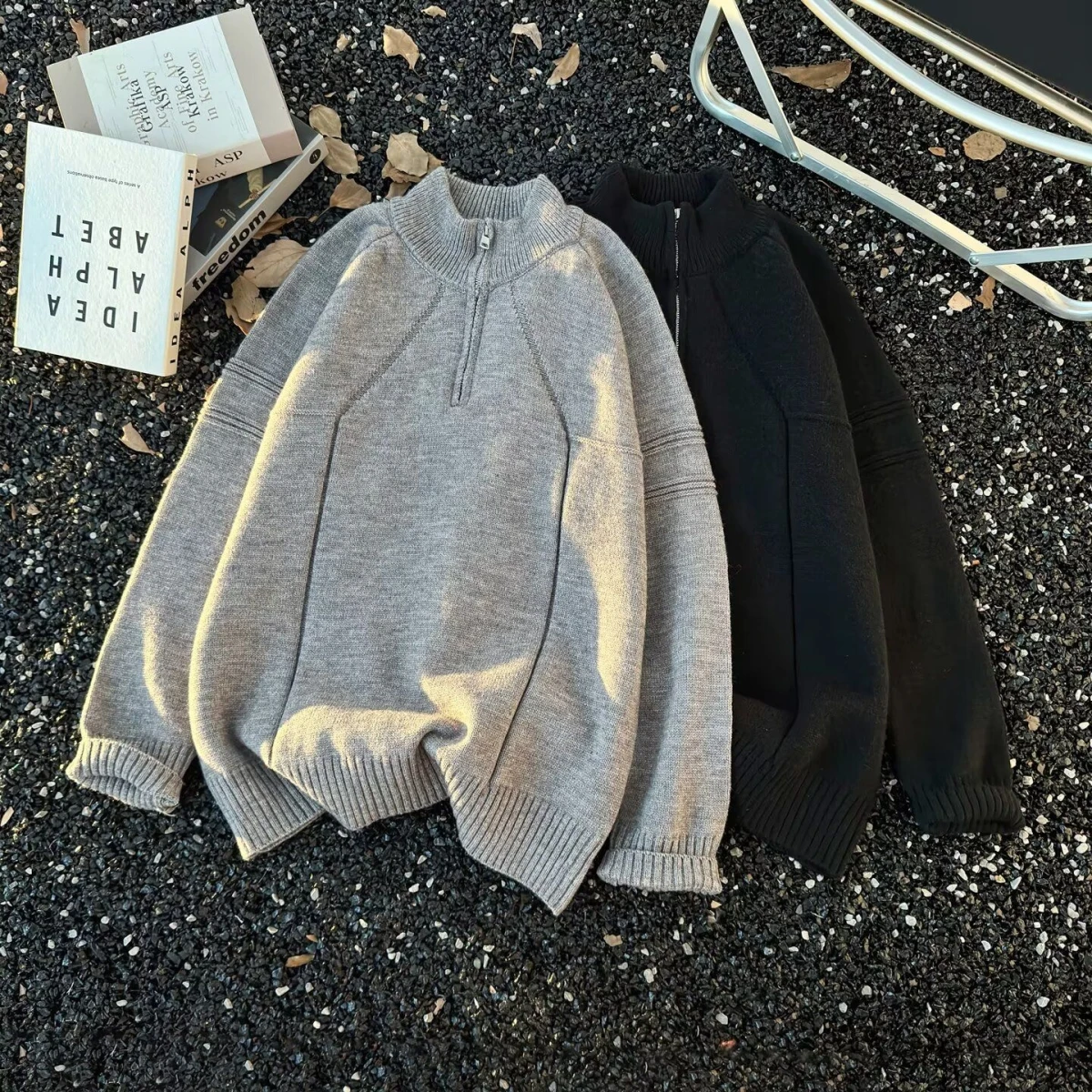 

Осень-зима, вязаный свитер с v-образным вырезом, кардиган, мужская цветная повседневная верхняя одежда, свободная посадка, длинная застежка-молния све