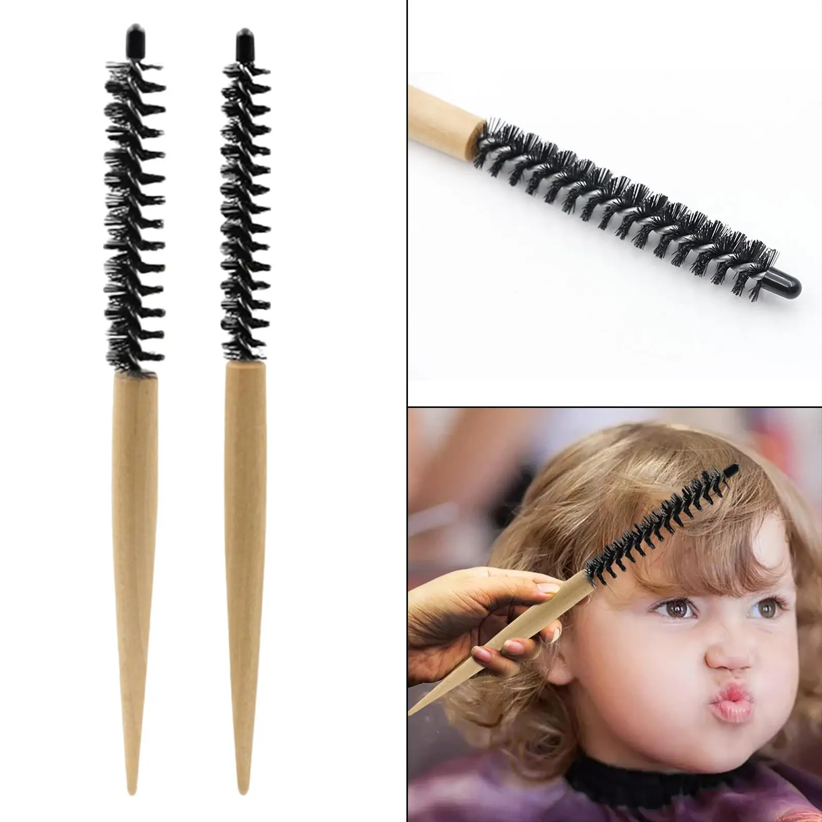 

Small Round Hair Brush, Wood Handle Heat Resistant Hairbrush for Blow Drying
