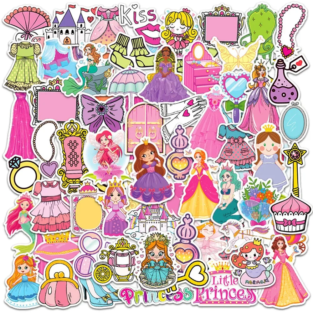 

70PCS Princess Stickers for Girls Princess Crow Stickers for Laptop Fairy Tale Princess Stickers Vinyl Princess Stickers