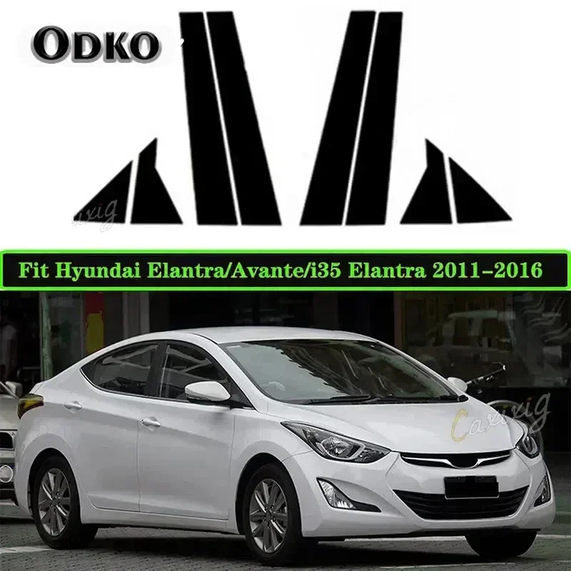 8pcs Car Polished Pillar Posts FoSticker for Hyundai Elantra/Avante/i35 Elantra 2011 2012 2013 2014 2015 2016 Door Window Trim