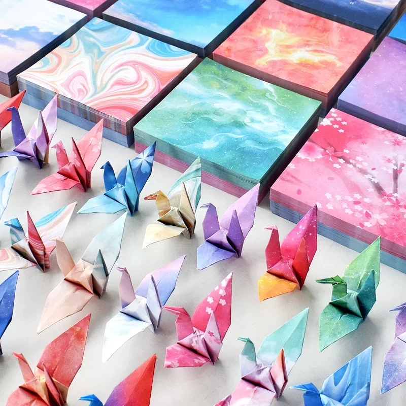 400Sheets Origami Paper Craft Folding Lucky Wish Paper Crane Craft Double Sided Folding Lucky Wish Paper DIY Color Scrapbooking