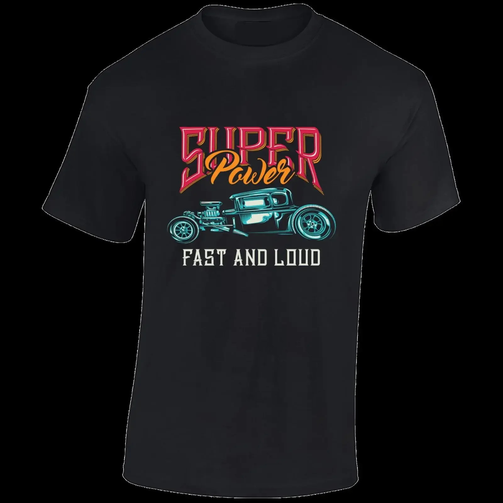 SUPER POWER SCHNELL UND LAUT HERREN T SHIRT OLDTIMER MOTORSPORT TOP RETRO vintage Washed Unisex Breathable Stretched streetwear