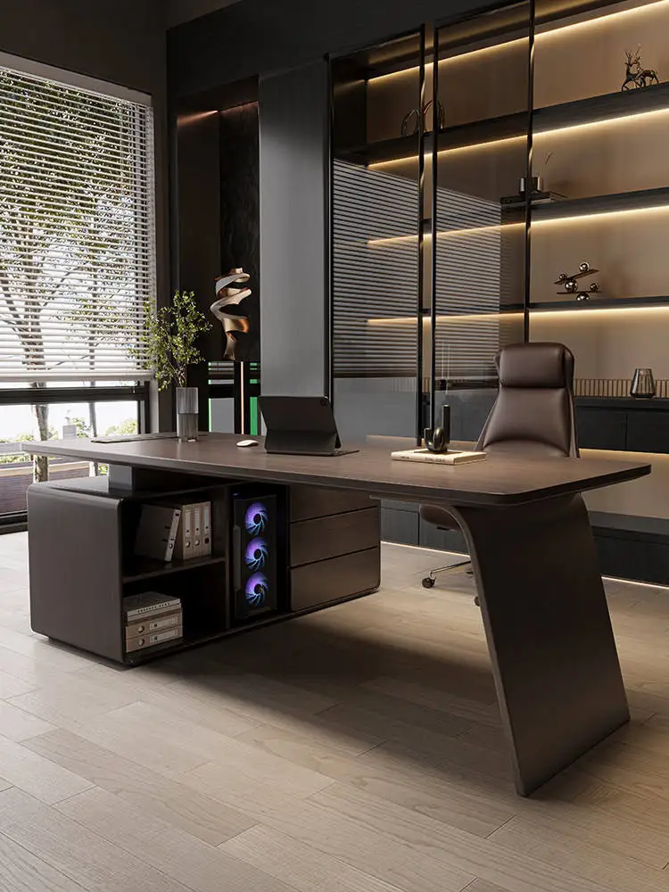 

*Customizable Color Luxury Wood Desk Home Office Living Room Storage Desk Minimalistic Office Desk