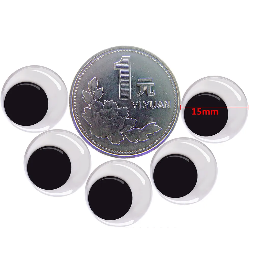 

100Pcs 15Mm Plastic Adhesive Wiggle Eyes Round Moving Wiggly Eyes for Crafting Scrapbooking DIY Fun Family Activities Jokes