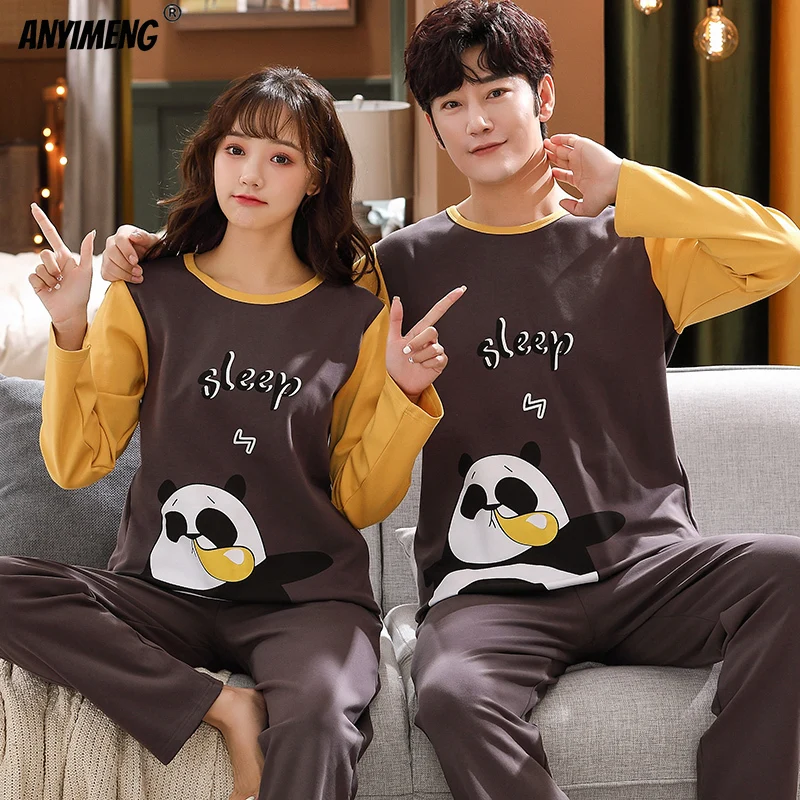 New Pajama Trendy Pyjamas Cute Seal Printing for Lovers Autumn Winter Big Size Young Couple's Loungewear His and Hers Clothes