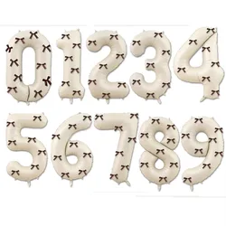 0-9 Years Old Balloons Wedding Decorations Matte Globos Birthday Party 32inch Aluminum Foil Bow Vintage Milky Number Balloons
