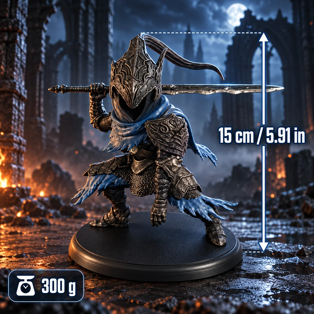 DARK SOULS Artorias the Abysswalker Figure, Knight Sword Collectible Statue, Battle Pose Desktop Display Model view 5