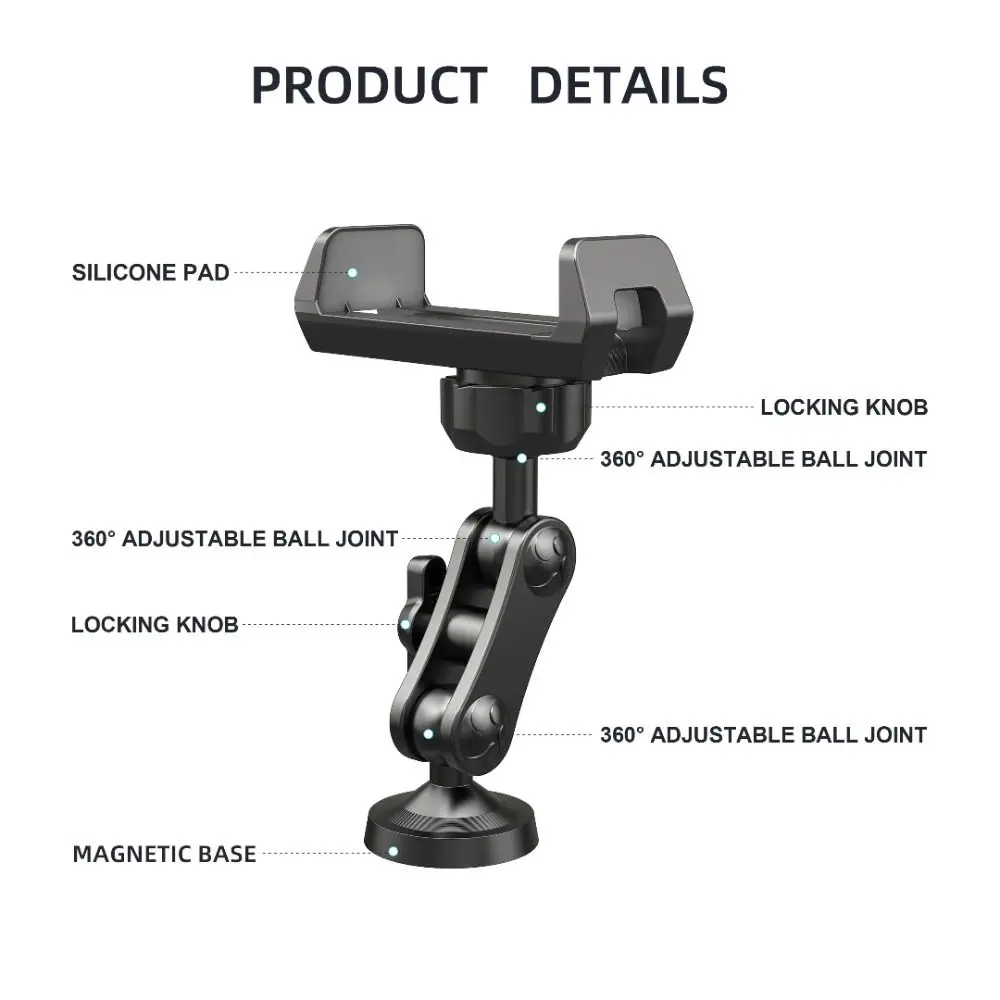 

Two-Way Magnetic Suction Gym Phone Bracket Adjustable 360 Degree Rotation Traning Selfie Phone Holder Foldable Portable