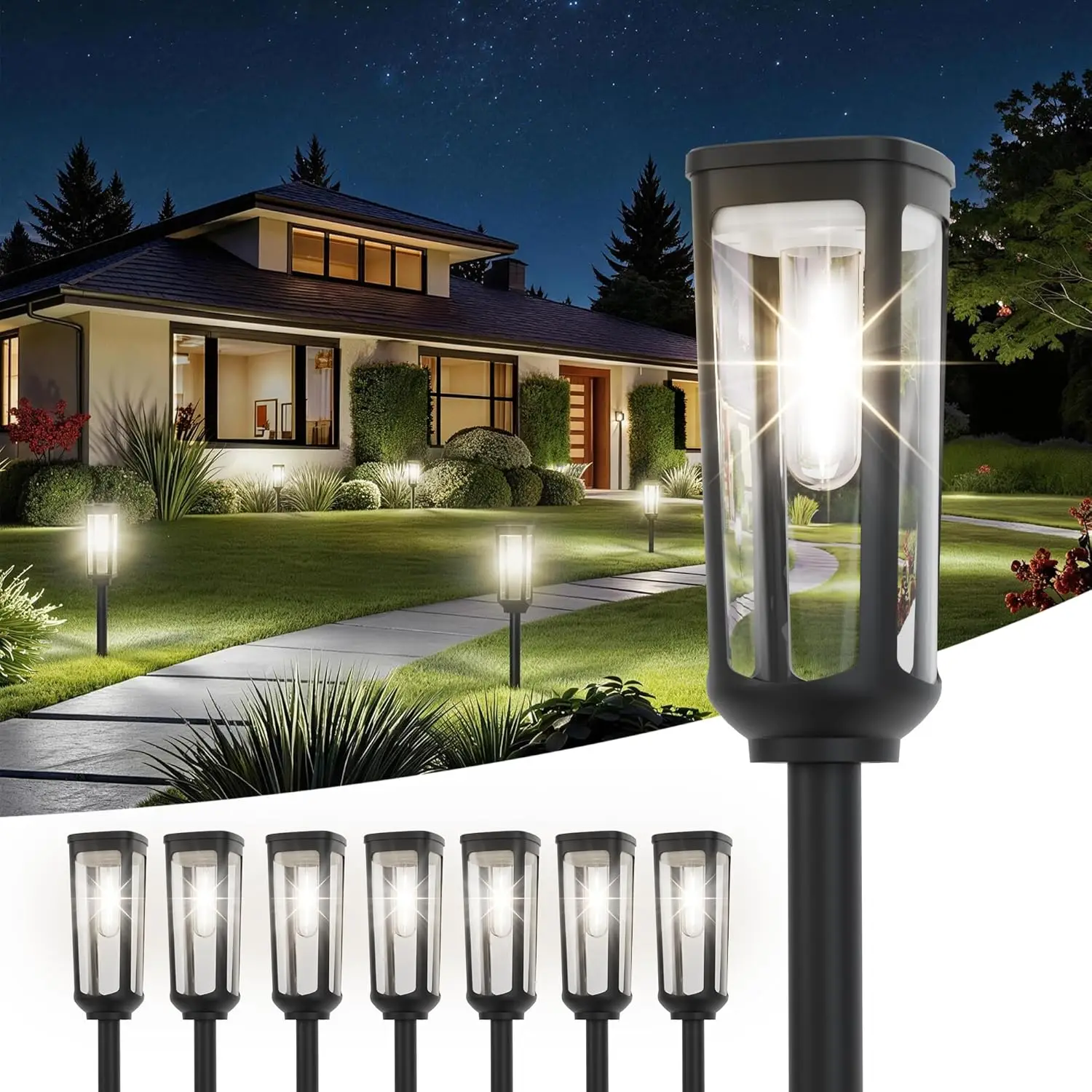 Step Lights Frosted Glass 12in Solar Flame Torch Waterproof Year Round Green