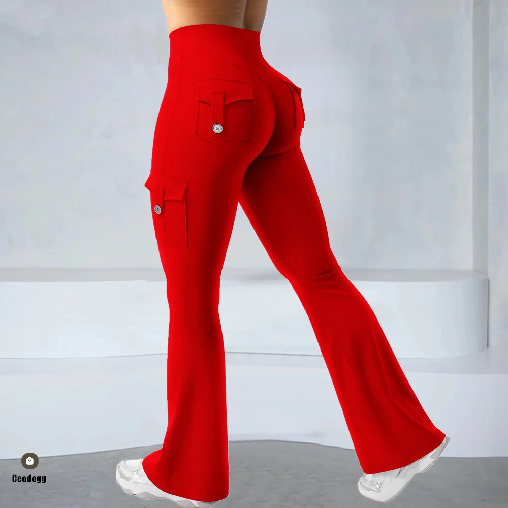 

Pocket Flare Scrunch Butt Pants Yoga Pant Women Tight-Fit Srunch High Waist Legging Push Up Sport Fitness Flare Leggings XP279