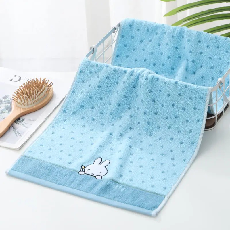 Miffy Reine Baumwolle Waschbare Gesichtstücher für Männer und Frauen Niedliche Anime Kreative Stickerei Verdickte Weiche Saugfähige Handtücher