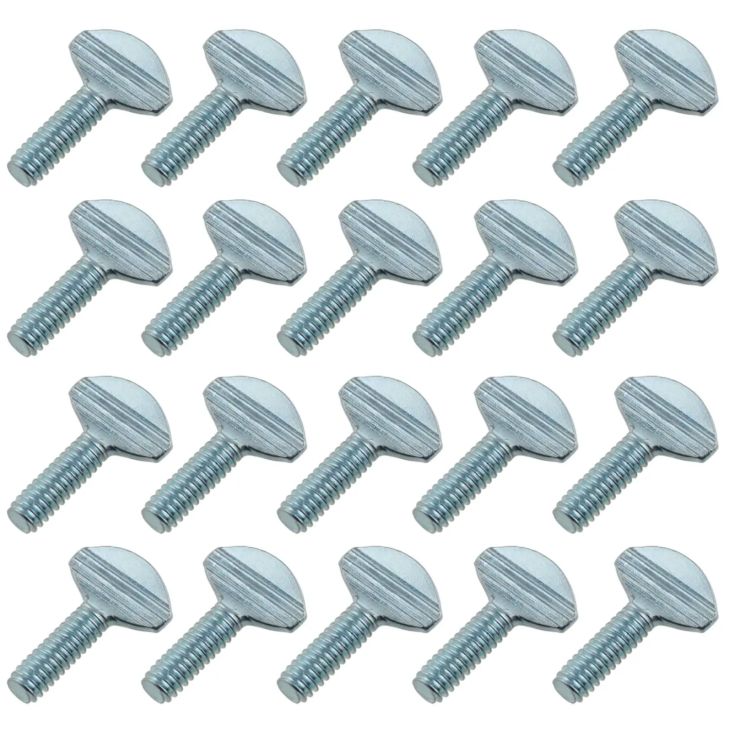 20PCS Silver Carbon Steel Thumb Screw 1/4''-20 x 3/4'' Galvanized Rack Screw， 1/4 screws , 1/4" screws