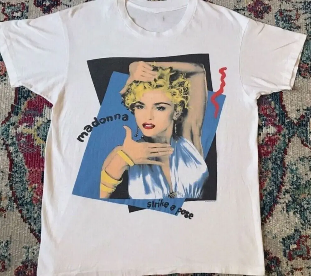 

Madonna Strike a Pose 1990 Blond Ambition Tour T-Shirt Vintage Men Gift Tee