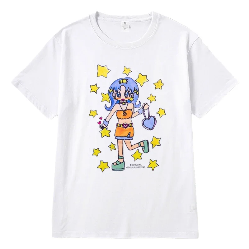 NewJeans Minji Summer Casual  Short Sleeve T Shirt Women's  Round Neck Tops Comfortable Breathable Casual Wear Tee