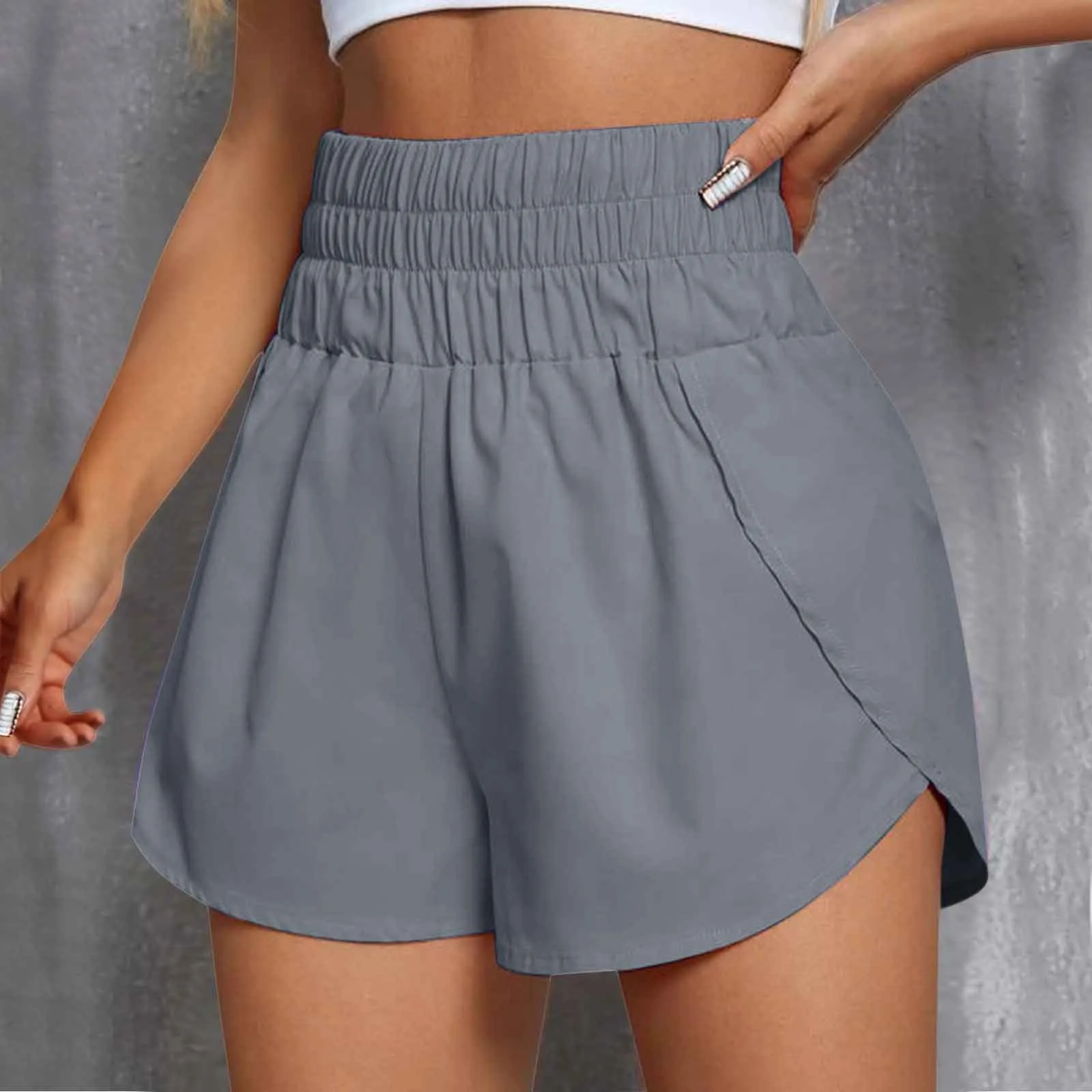 

New Women Summer Fashion Shorts Sports Loose Yoga Shorts Elastic Waist Casual Solid Color Female Comfortable Home Short Pants