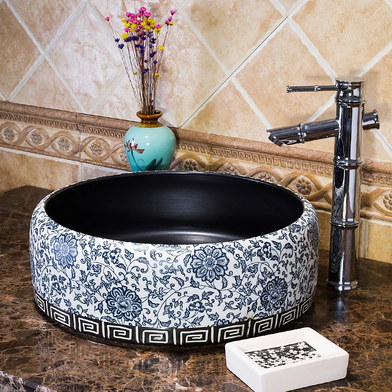 

Europe Vintage Style Ceramic Art Basin Sink Counter Top Wash Basin Bathroom Sinks vanities new model wash basin