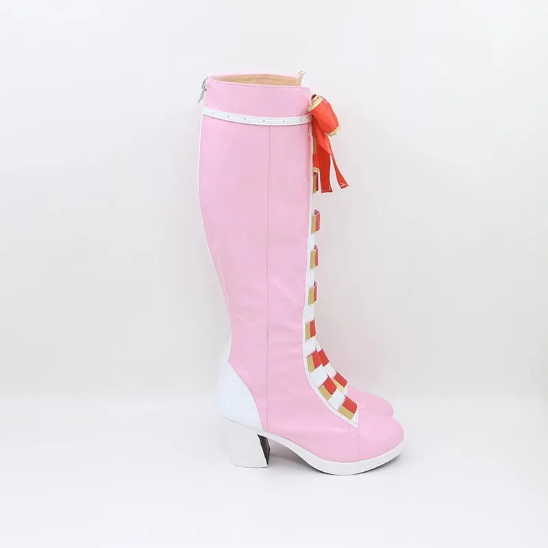 TEK KEN 8 Emilie De Rochefort Lili Cosplay zapatos para disfraz botas rosas hechas a mano de piel sintética