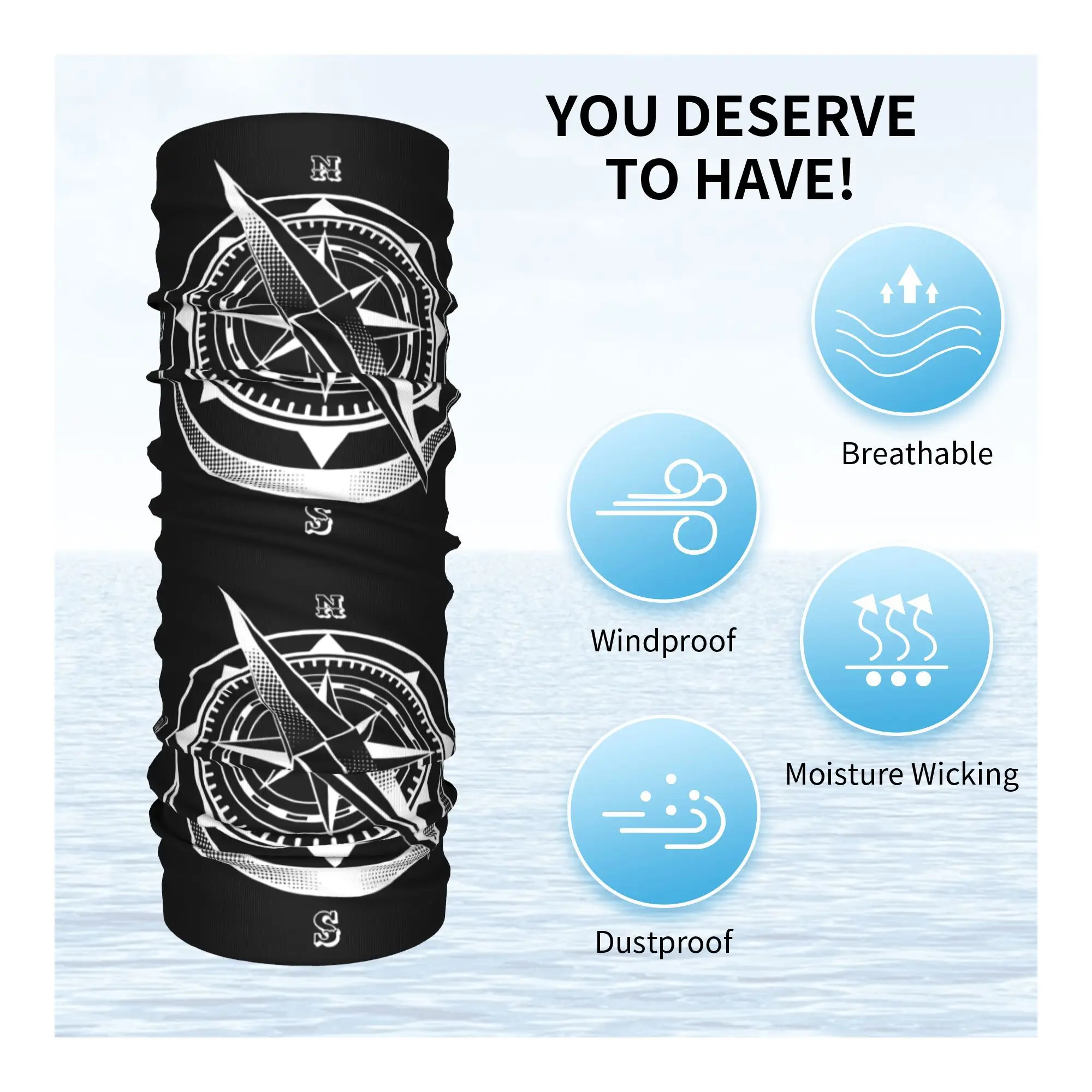 بوصلة بحرية كابتن مرساة قارب باندانا الرقبة الجراب قناع مطبوع وشاح متعدد الوظائف بالاكلافا ركوب للرجال والنساء الكبار