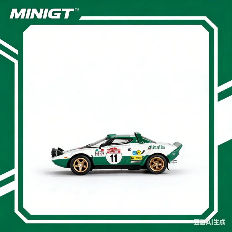 

MINIGT 1:64 Lancia Stratos HF from 1975, the championship car #11, realistic static display piecealloy die-cast model