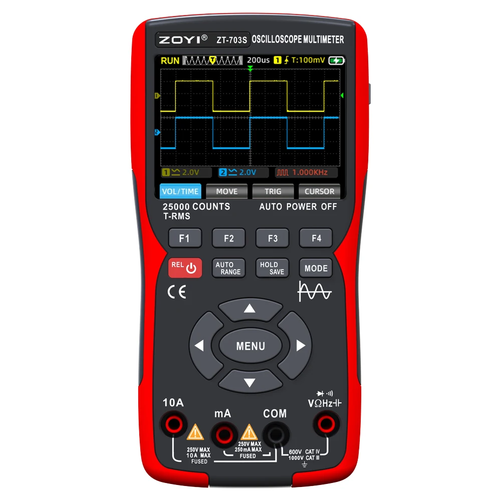 ZOYI ZT-703S 3-in-1 Oscilloscope Multimeter with 3.5 Inch IPS Display,25000 Counts, Dual Channel 50MHZ Bandwidth,280MSa/s High