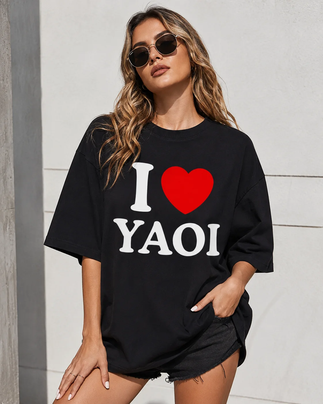 I Love Yaoi Men's and Women's T-shirt Funny Cotton Short Sleeve Street Couple Clothing Y2k Pattern T-shirt Retro Loose T-shirt