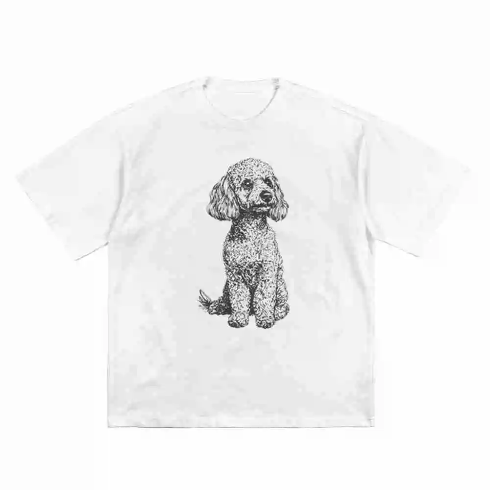 Miniature Poodle Sitting Short Sleeve Tee 100% Cotton T-Shirt
