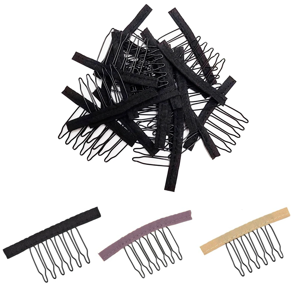30pcs Wig Comb Clips 5 Teeth Hair Extension Clips Stainless Steel Wig Clips Combs Snap Clips With Rubber For Hair Extension