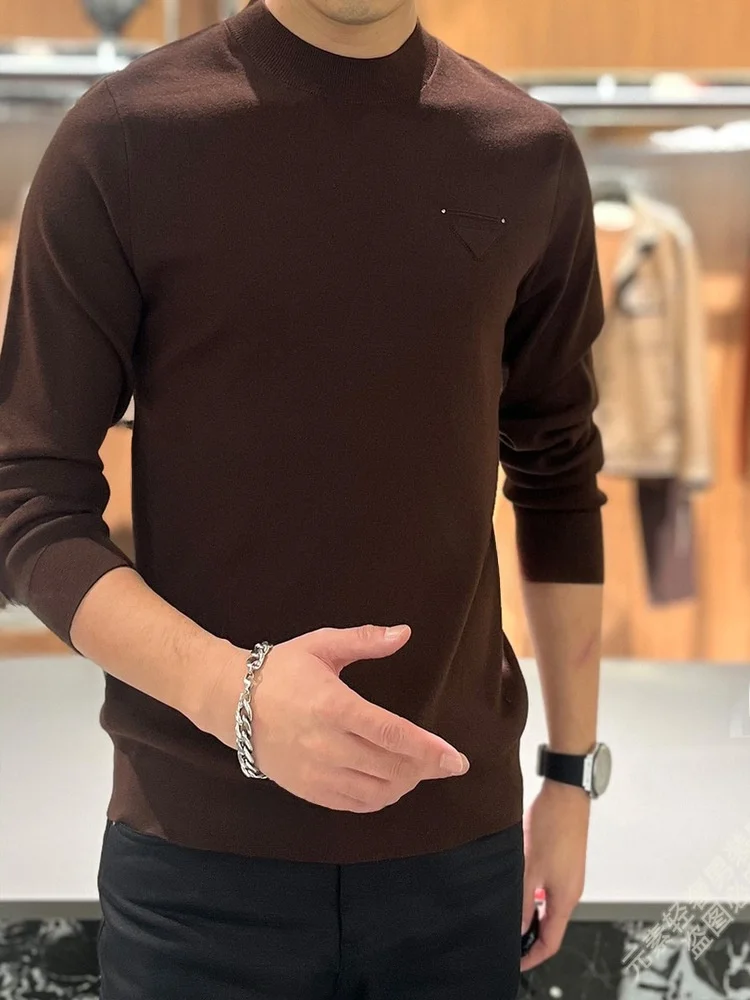 

Высококачественный мужской вязаный свитер с длинным рукавом: комфортный, приятный к телу, приталенный, роскошный базовый слой для осени и зимы.