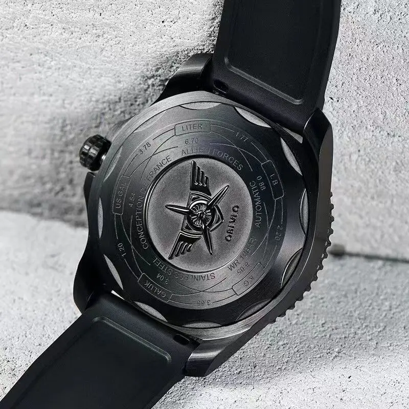 ساعة OBLVLO للرجال مع حركة ميكانيكية أوتوماتيكية قوية مضيئة على الوجهين، ساعة ميكانيكية جديدة للرجال