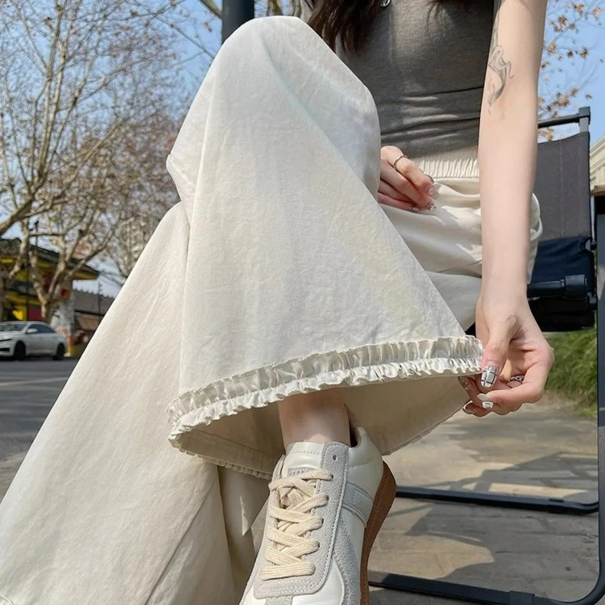 

Lace Lace Wide Leg Pants for Women Spring and Summer New Fashion Elastic Waisted Pants Loose Hanging Casual Pants for Women