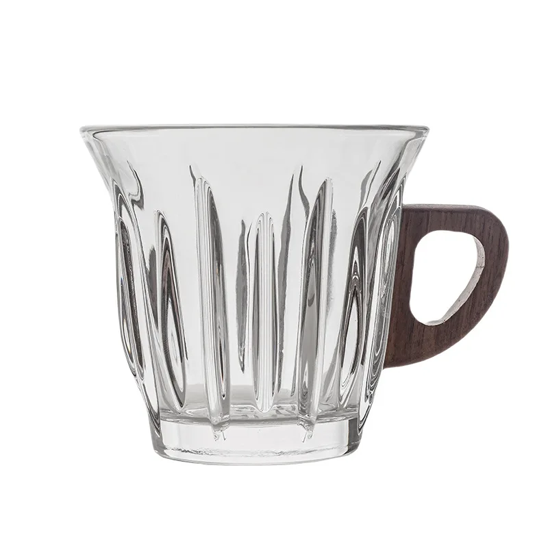 

LTT Coffee Cup Household Glass Espresso Latte Cup Walnut Set