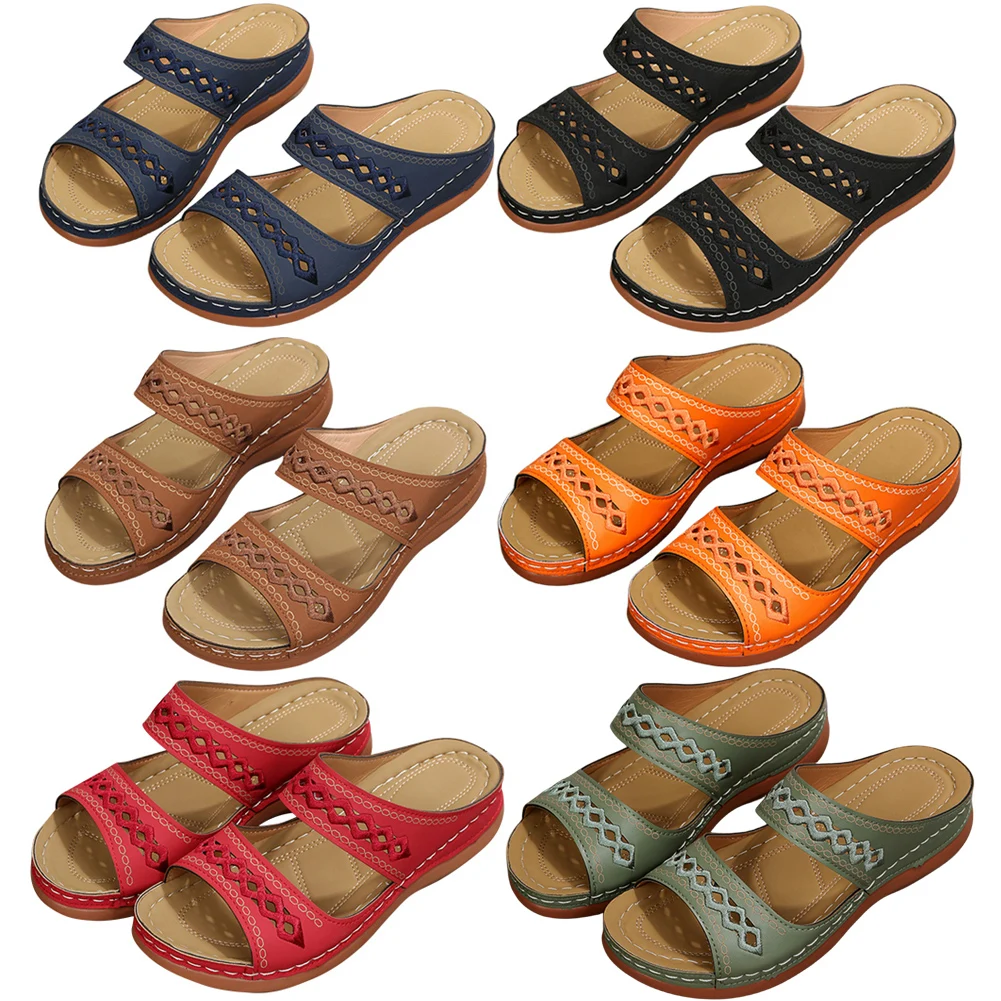 2024 Women Summer Sandals Casual Comfortable Open Toe Slippers Orthopedic Footbed Fashionably Trend Versatile Slip On Slides