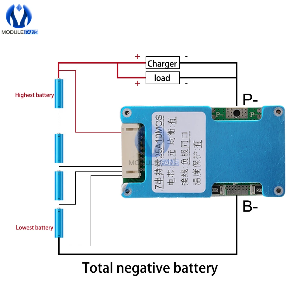 BMS 7S 24S 15A/20A/25A Lithium Battery Protection Board With Balance And Temperature Protection 7S BMS