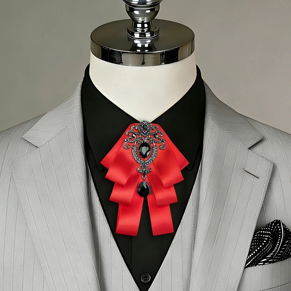 

Роскошный мужской галстук-бабочка в стиле ретро со стразами для жениха и шафера, высококачественный британский многослойный галстук-бабочка с цветочным узором