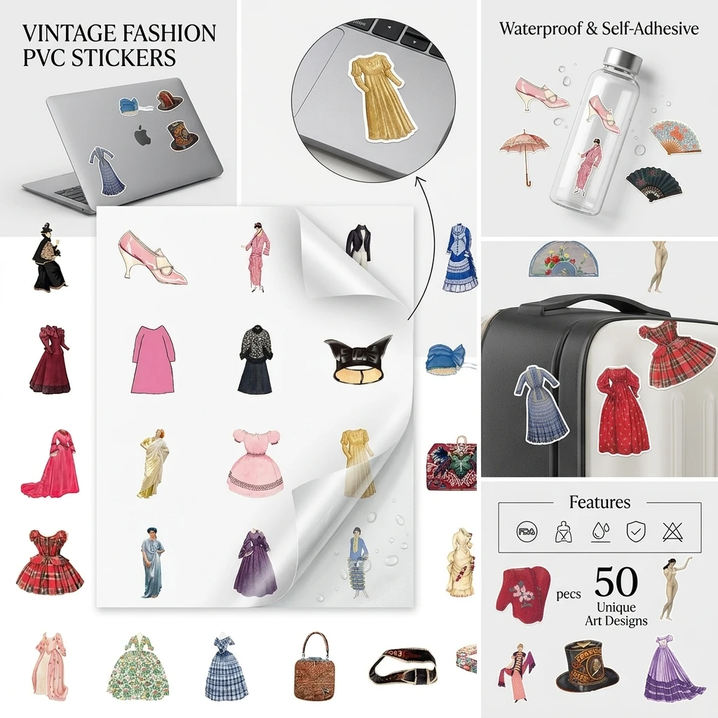 European Classical Fashion Stickers 50Pcs Waterproof Self-Adhesive Decorative for Cups Laptops Vintage Style view 6