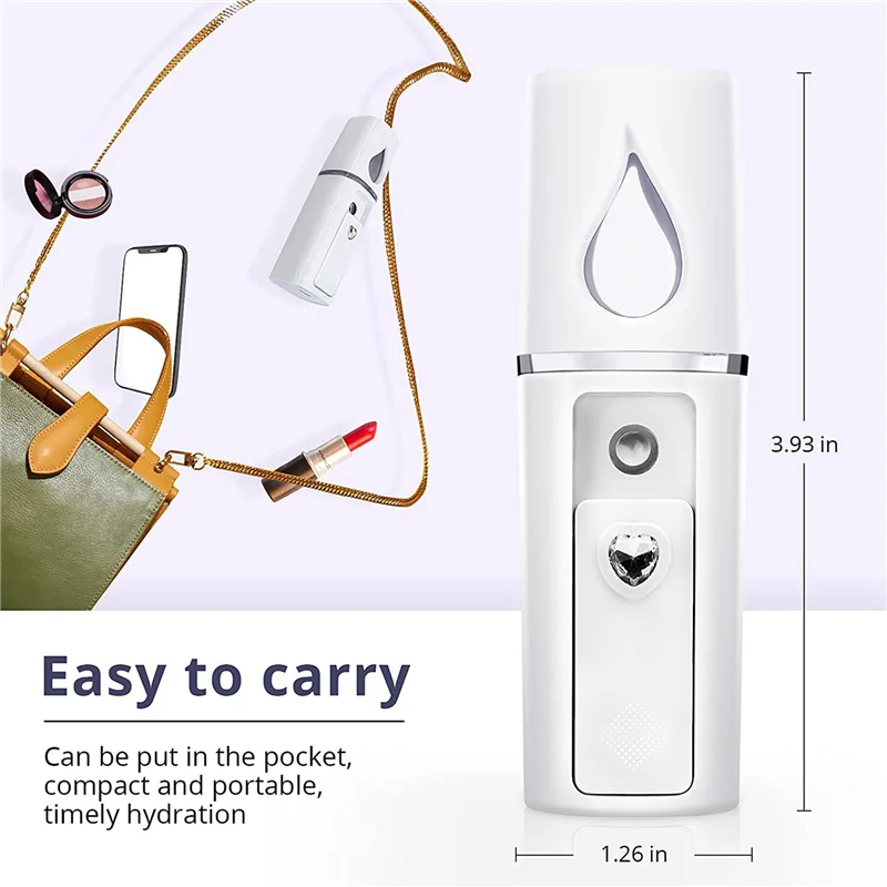 

AA20-4X Portable Nano Facial Mister Mini Facial Steamer Atomization Eyelash Extensions With Mirror White
