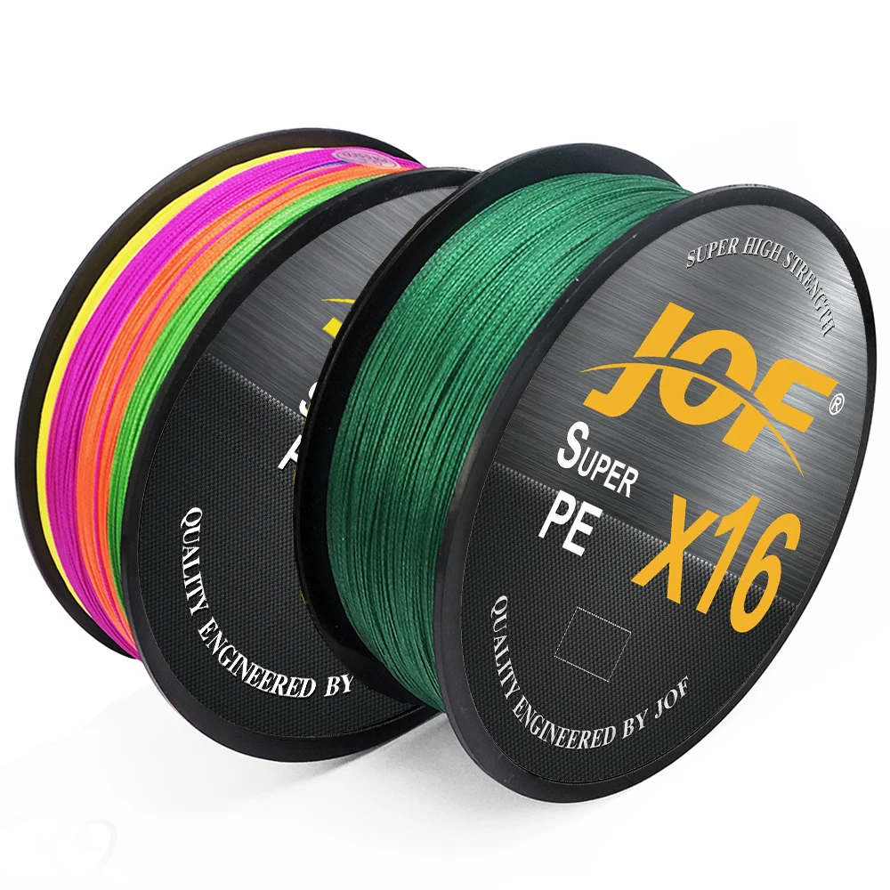 JOF 16 Strands Braided Fishing Line 300M 500M 25-161LB Carp Fishing Supplies 16X Multifilament Pe Line For All Water Fishing