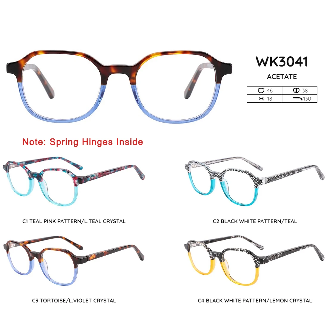 Kirka Optical Children Glasses Frame Kids Glasses Acetate Unisex Tortoise Pattern Separate Color Frames Child Eyeglasses WK3041