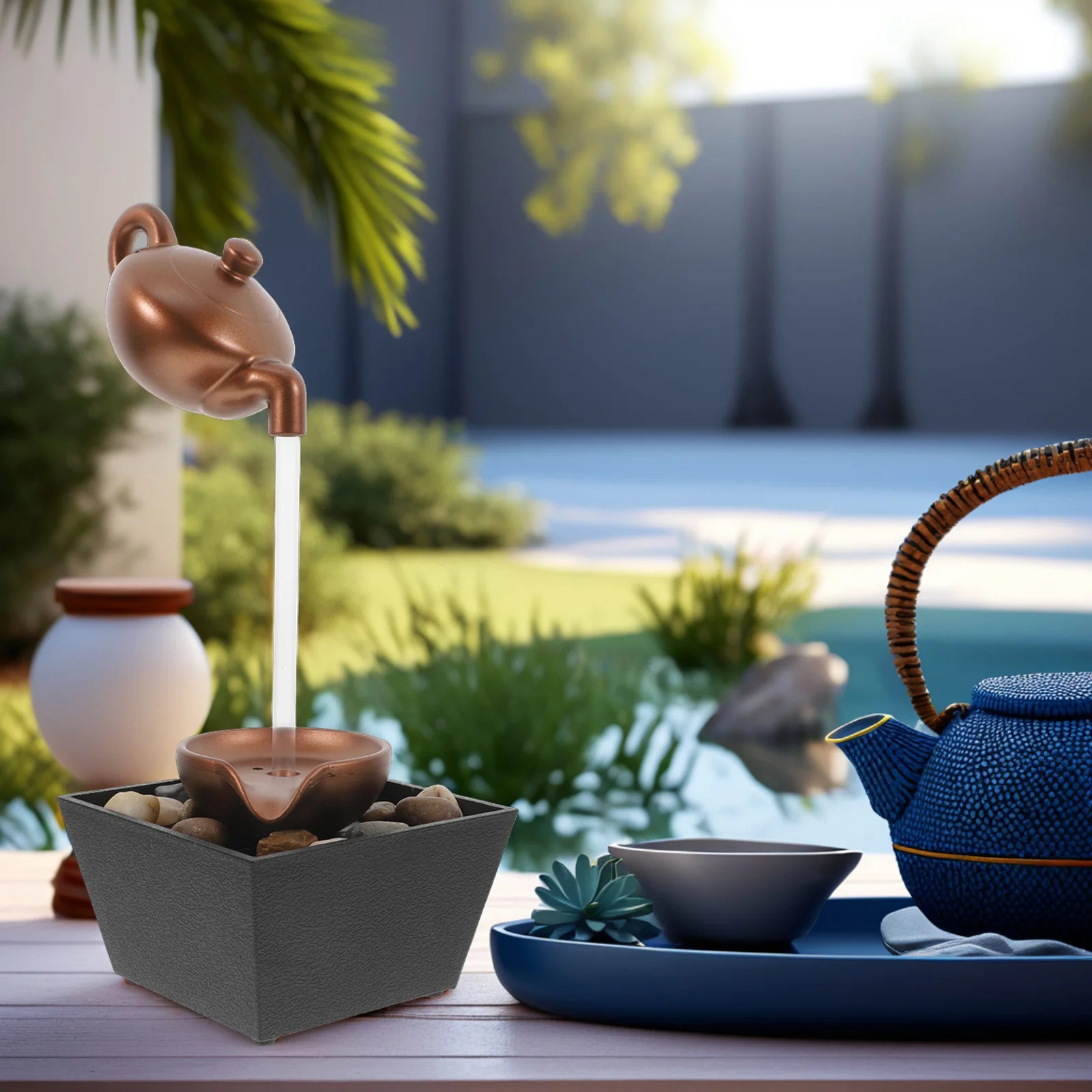 1 قطعة نافورة الماء سطح المكتب داخلي منضدية شلال Usb بالطاقة Led حديقة صغيرة ديكور للمنزل مكتب غرفة نوم الاسترخاء