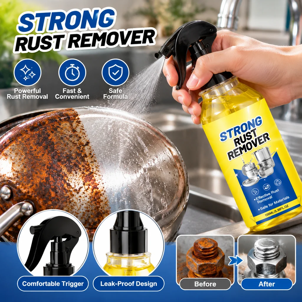 Rust Remover Spray Metal Rust Cleaner for Tools Hardware Kitchen Parts Corrosion Treatment Home Maintenance DIY Metal Care